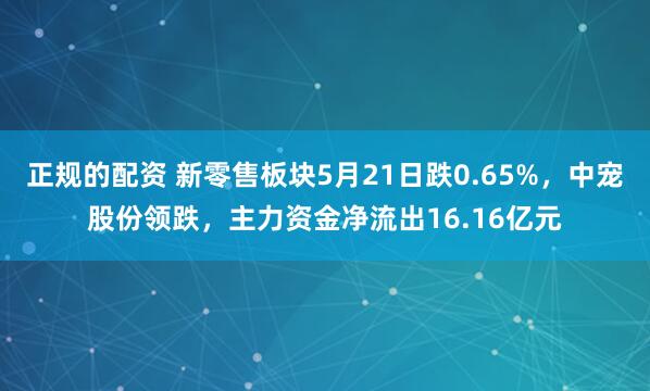 正规的配资 新零售板块5月21日跌0.65%，中宠股份领跌，主力资金净流出16.16亿元
